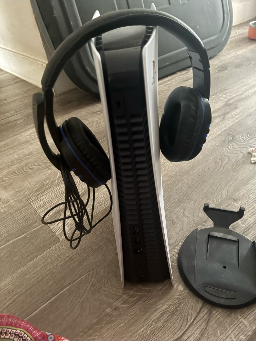 Sony PlayStation 5 Console with Black and Blue Wired Headset